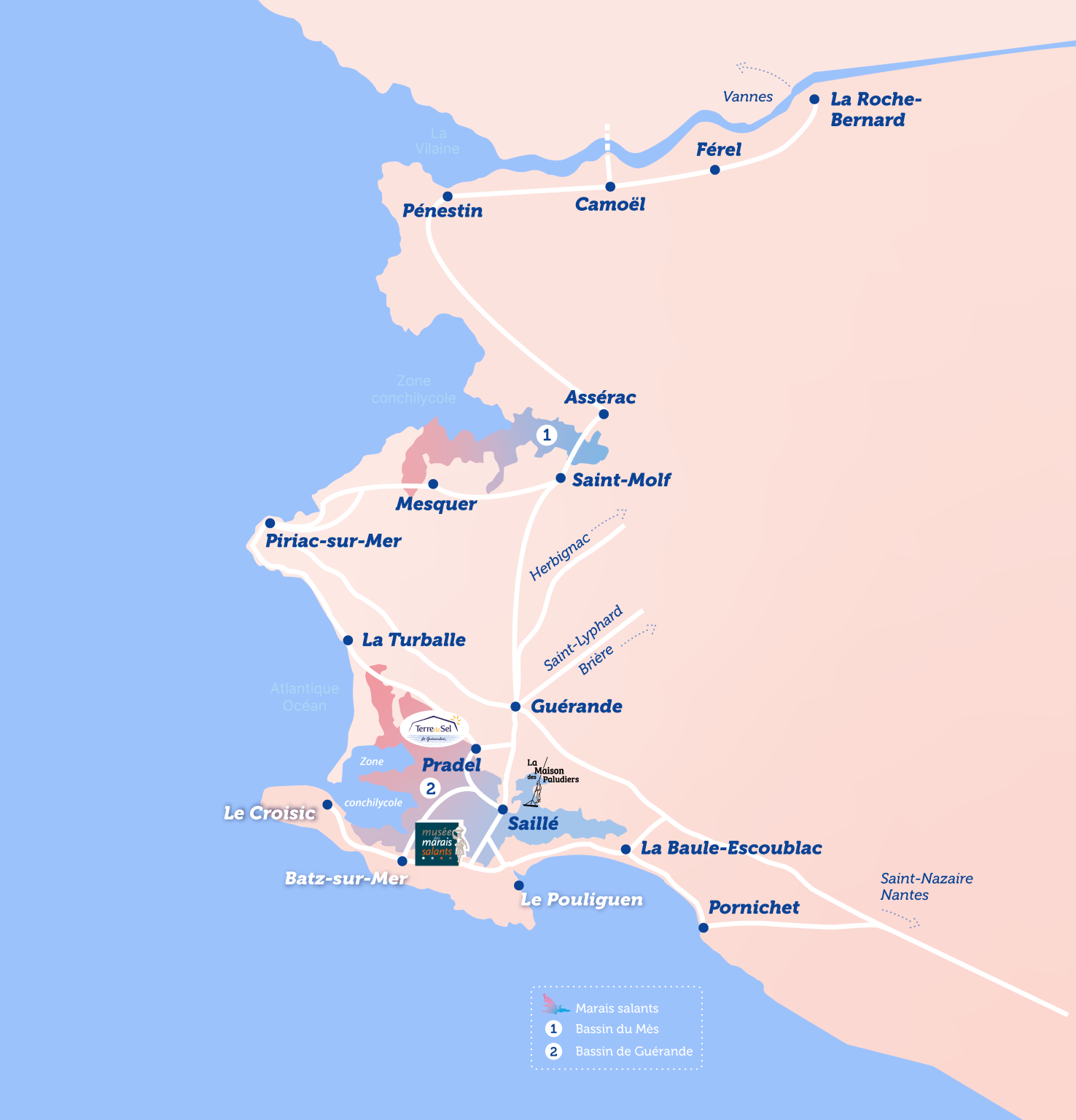 Carte de situation des marais salants