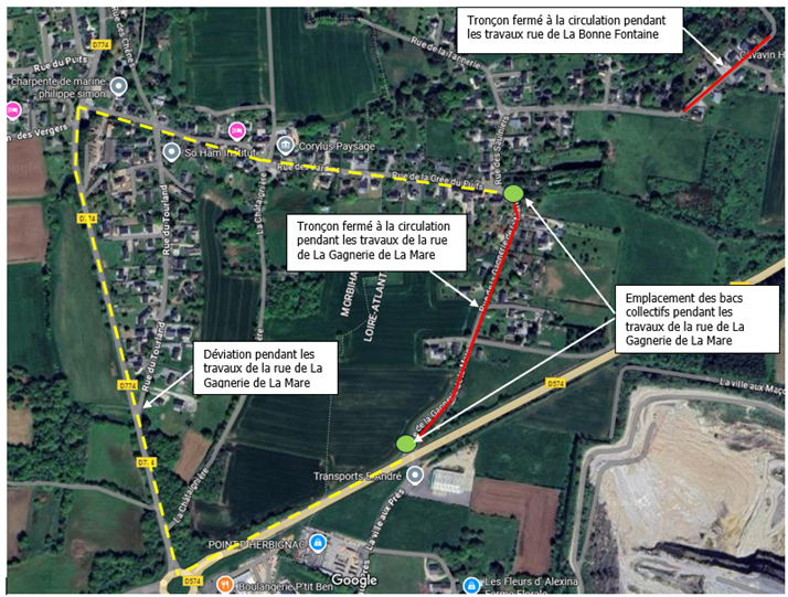 Déviation rue de La Gagnerie de La Mare 44410 HERBIGNAC