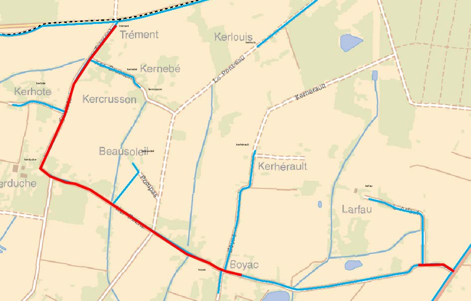 Emprise des travaux carte Boyac, route de Trément