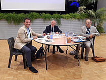 Premier conseil communautaire du mandat 2020-2026 : Nicolas Criaud, Président de Cap Atlantique, Yves Métaireau et Philippe Allain, Directeur général des services de Cap Atlantique - Agrandir l'image (fenêtre modale)